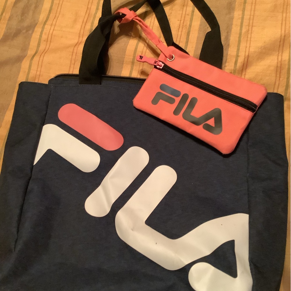 Fila Blue and Pink Tote Bag with Pouch